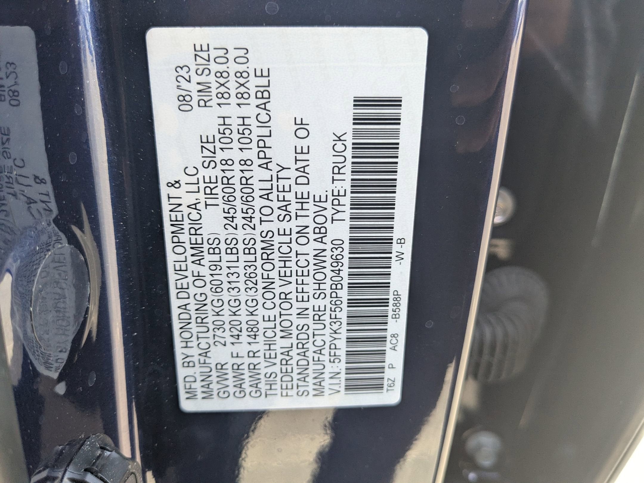 2023 Honda Ridgeline RTL