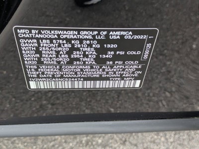2022 Volkswagen Atlas 3.6L V6 SE w/Technology