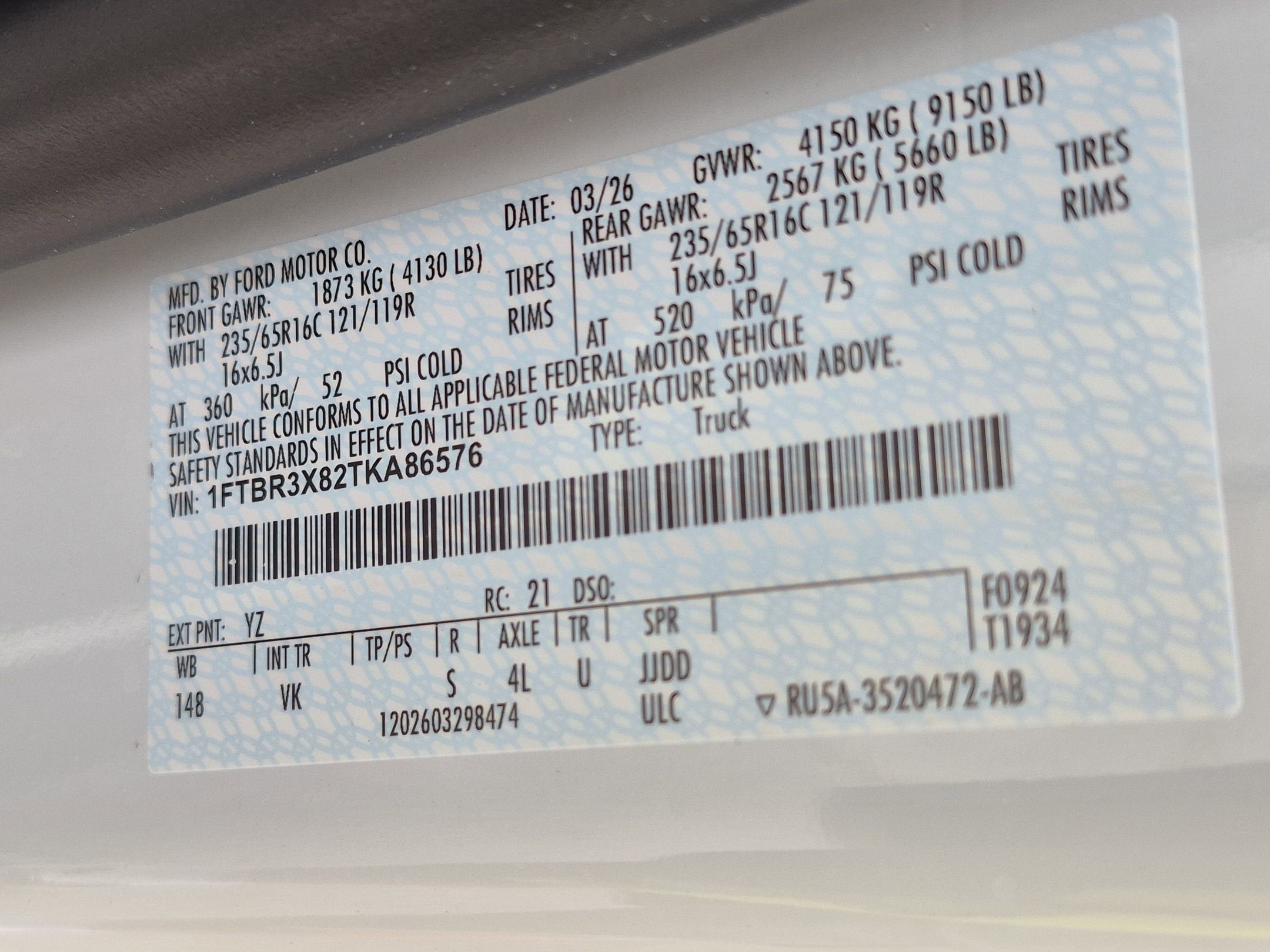 2026 Ford Transit Cargo Van Base