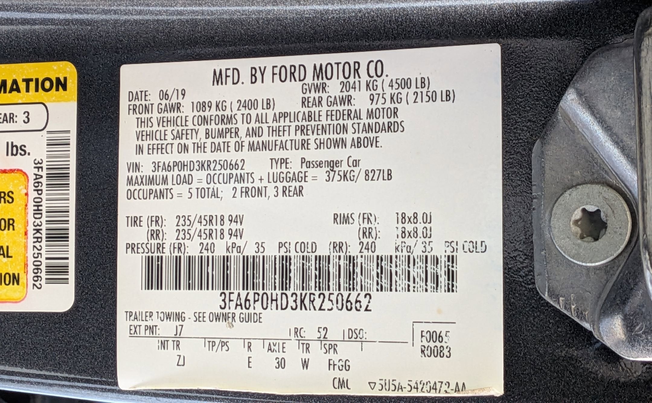 2019 Ford Fusion SE